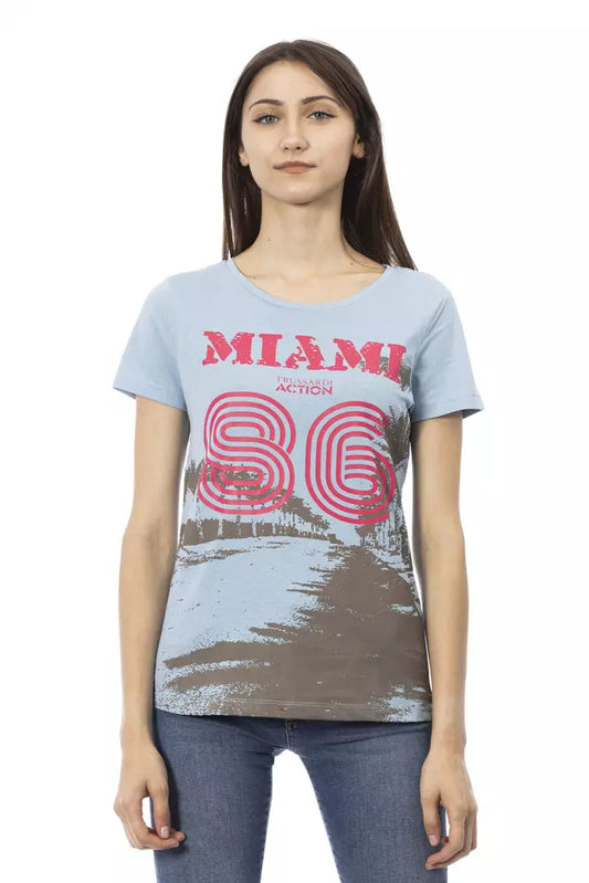 Trussardi Action Light Blue Cotton Women T-Shirt $131.00 Trussardi Action Luzworld