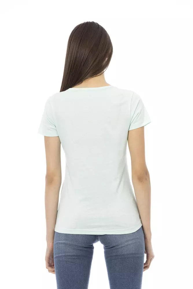 Trussardi Action Light Blue Cotton Women Top $131.00 Trussardi Action Luzworld