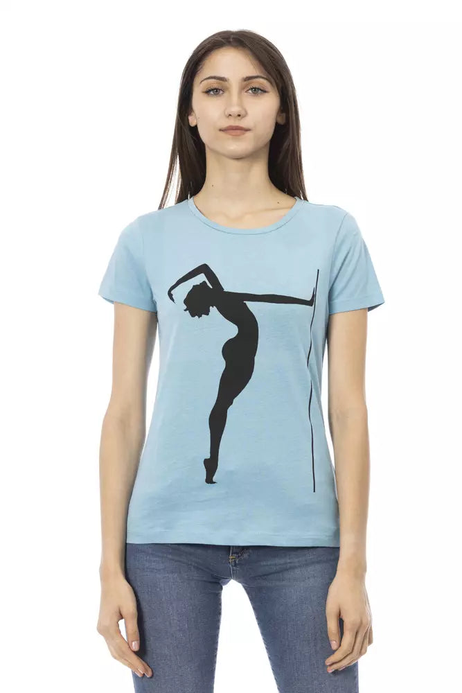 Trussardi Action Light Blue Cotton Women T-Shirt $131.00 Trussardi Action Luzworld