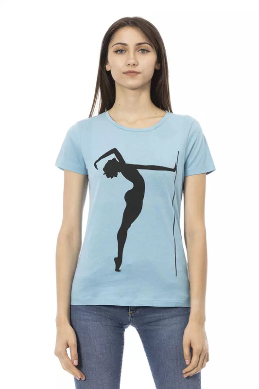 Trussardi Action Light Blue Cotton Women T-Shirt $131.00 Trussardi Action Luzworld