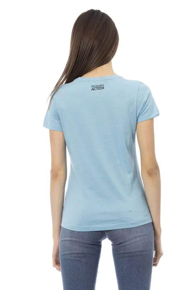 Trussardi Action Light Blue Cotton Women T-Shirt $131.00 Trussardi Action Luzworld