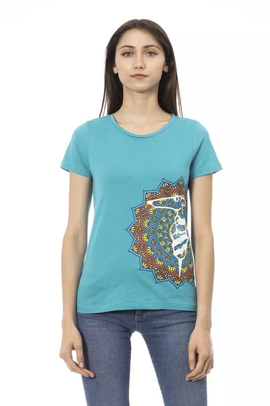 Trussardi Action Light Blue Cotton Women T-Shirt $131.00 Trussardi Action Luzworld