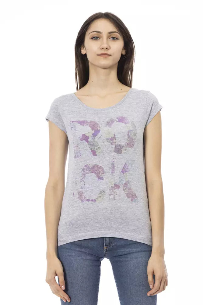 Trussardi Action Gray Cotton Women T-Shirt $131.00 Trussardi Action Luzworld
