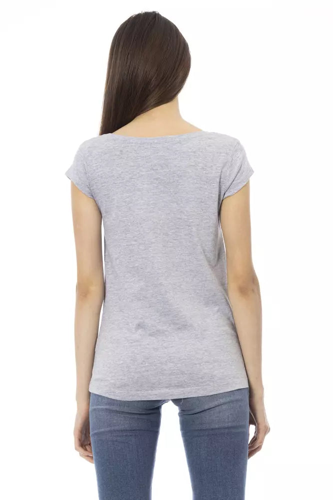 Trussardi Action Gray Cotton Women T-Shirt $131.00 Trussardi Action Luzworld