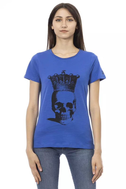 Trussardi Action Blue Cotton Women T-Shirt $131.00 Trussardi Action Luzworld