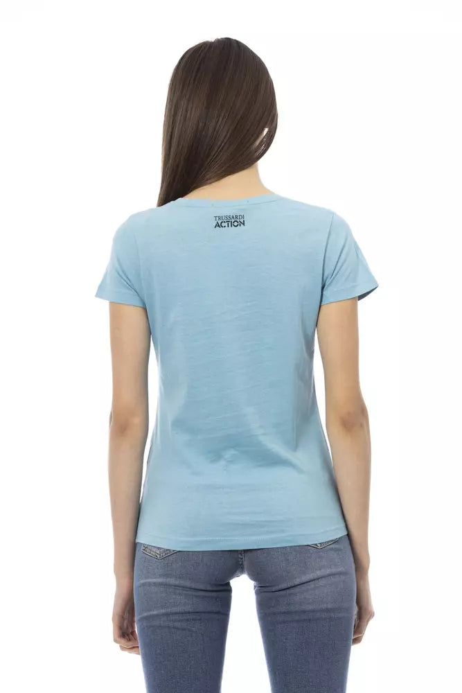Trussardi Action Light Blue Cotton Women T-Shirt $131.00 Trussardi Action Luzworld