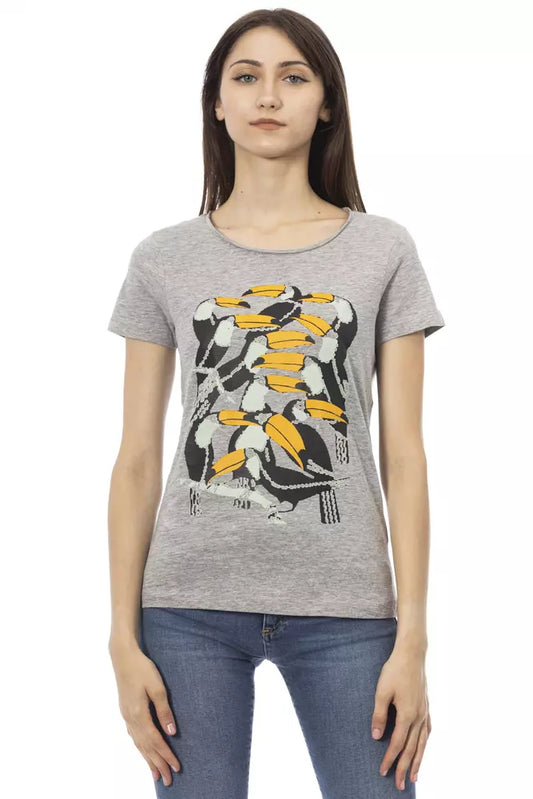 Trussardi Action Gray Cotton Women T-Shirt $131.00 Trussardi Action Luzworld
