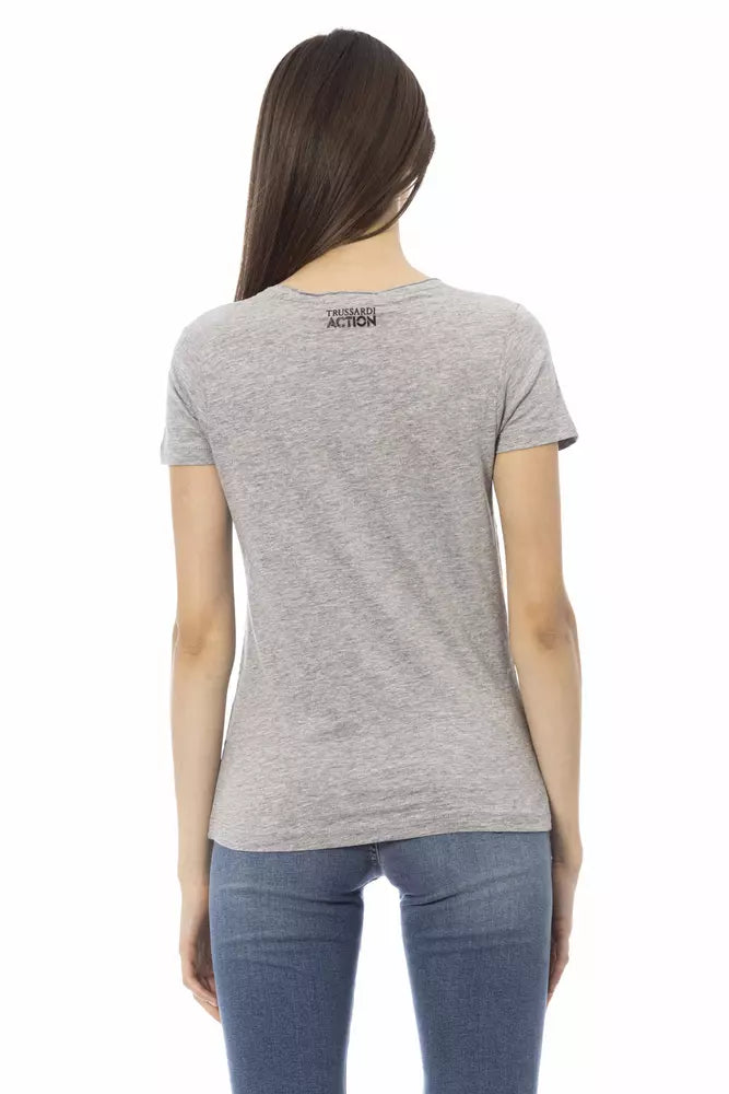Trussardi Action Gray Cotton Women T-Shirt $131.00 Trussardi Action Luzworld