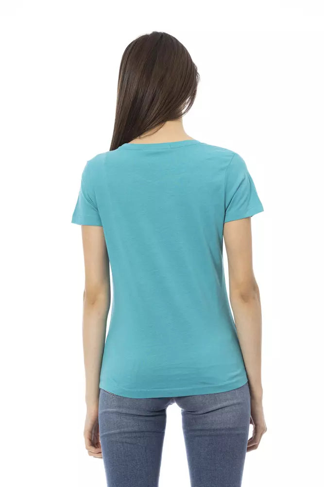 Trussardi Action Light Blue Cotton Women T-Shirt $131.00 Trussardi Action Luzworld