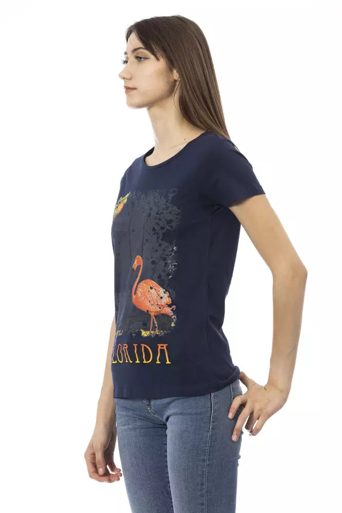 Trussardi Action Blue Cotton Women T-Shirt $131.00 Trussardi Action Luzworld