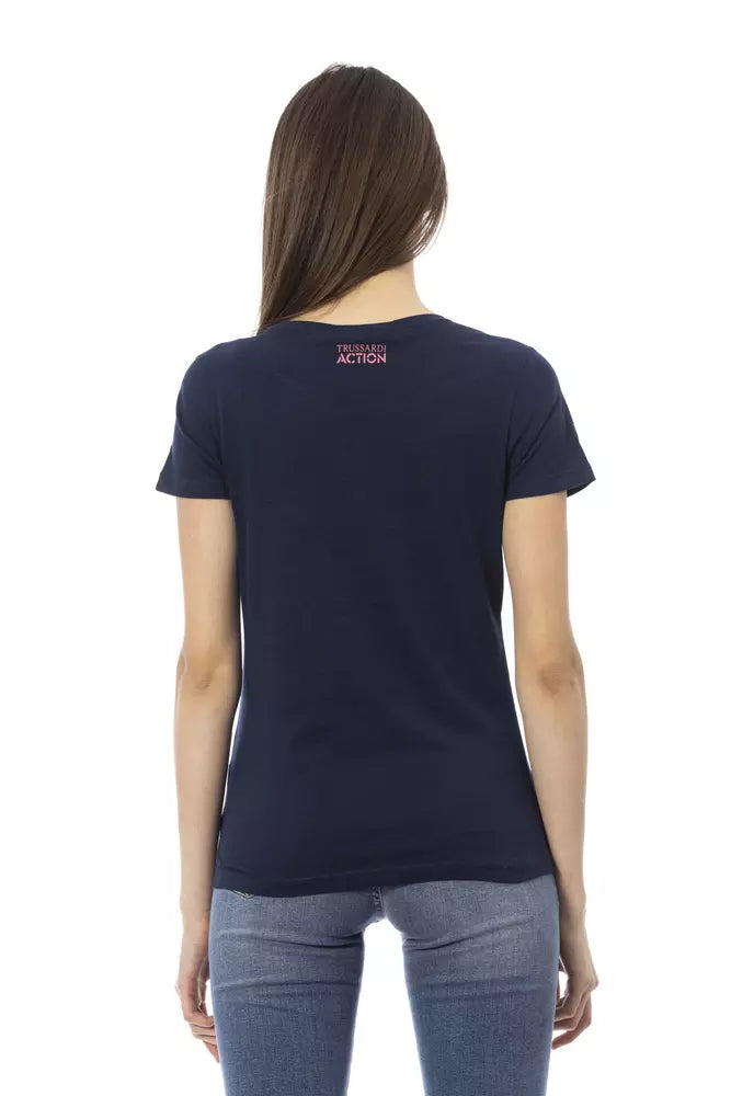 Trussardi Action Blue Cotton Women T-Shirt $131.00 Trussardi Action Luzworld