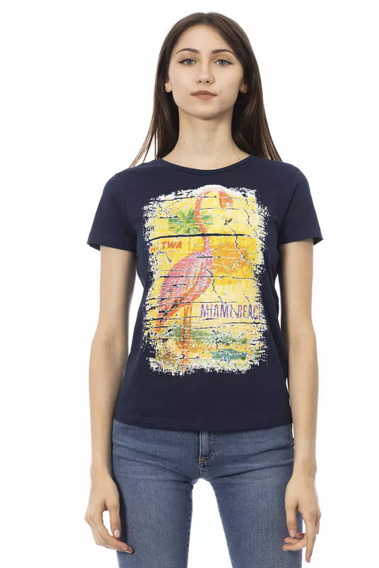 Trussardi Action Chic Blue Short Sleeve Round Neck Tee $131.00 Trussardi Action Luzworld