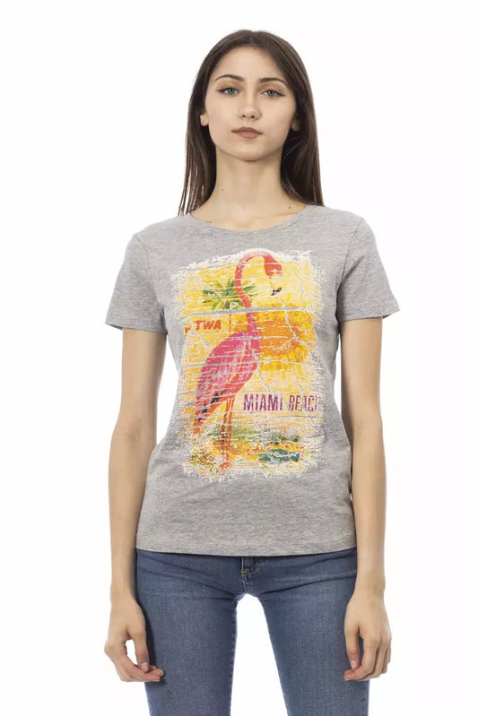 Trussardi Action Gray Cotton Women T-Shirt $131.00 Trussardi Action Luzworld