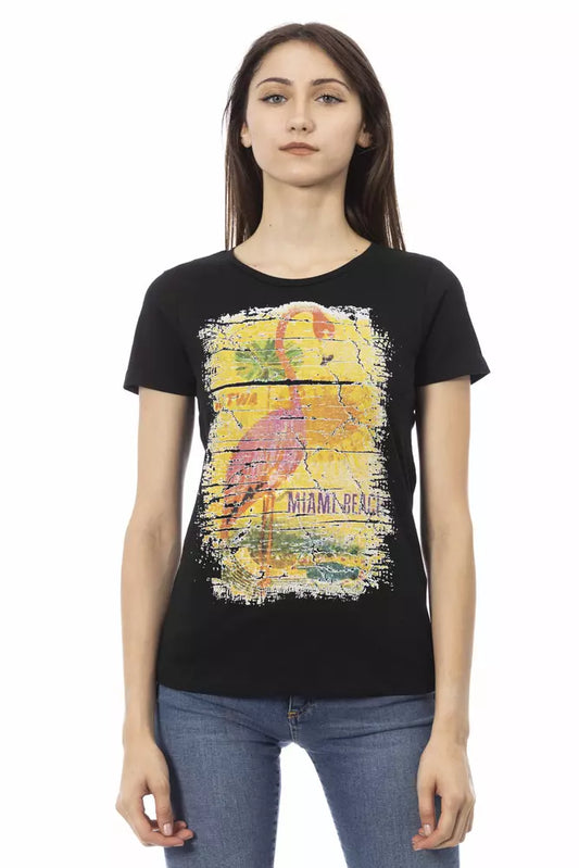 Trussardi Action Black Cotton Women T-Shirt $131.00 Trussardi Action Luzworld