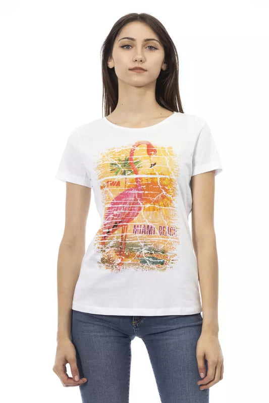 Trussardi Action Chic White Tee with Graphic Flair $131.00 Trussardi Action Luzworld