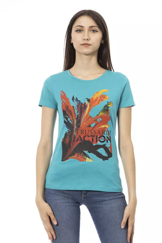 Trussardi Action Light Blue Cotton Women T-Shirt $131.00 Trussardi Action Luzworld