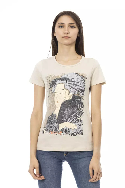 Trussardi Action Beige Cotton Women T-Shirt $131.00 Trussardi Action Luzworld