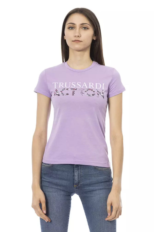 Trussardi Action Purple Cotton Women T-Shirt $131.00 Trussardi Action Luzworld
