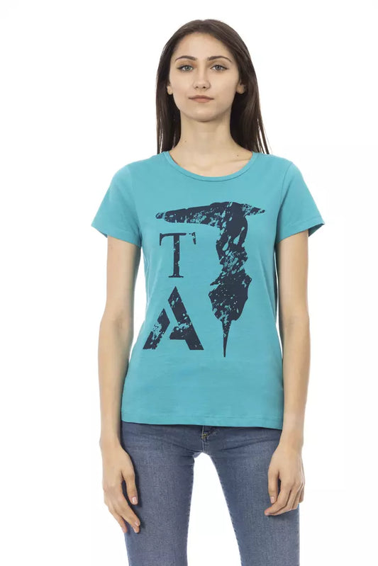 Trussardi Action Light Blue Cotton Women T-Shirt $131.00 Trussardi Action Luzworld