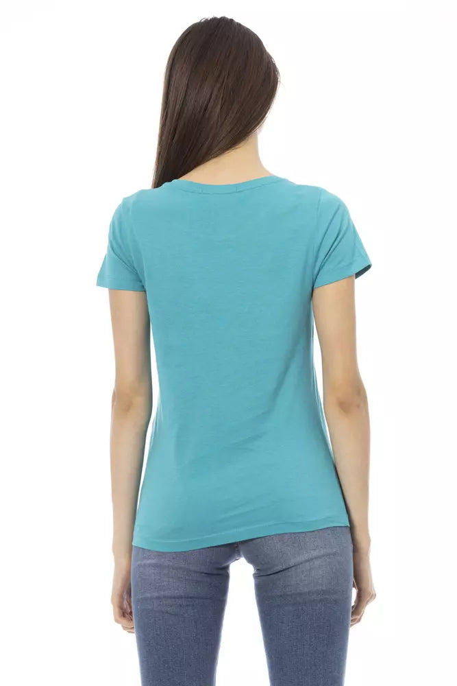 Trussardi Action Light Blue Cotton Women T-Shirt $131.00 Trussardi Action Luzworld
