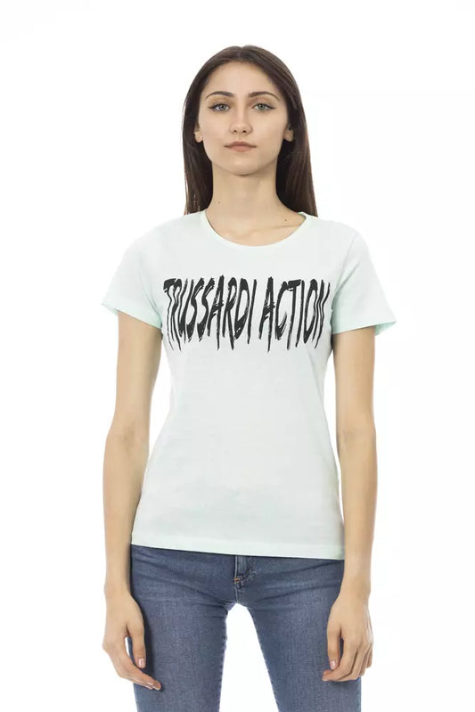 Trussardi Action Light Blue Cotton Women T-Shirt $131.00 Trussardi Action Luzworld