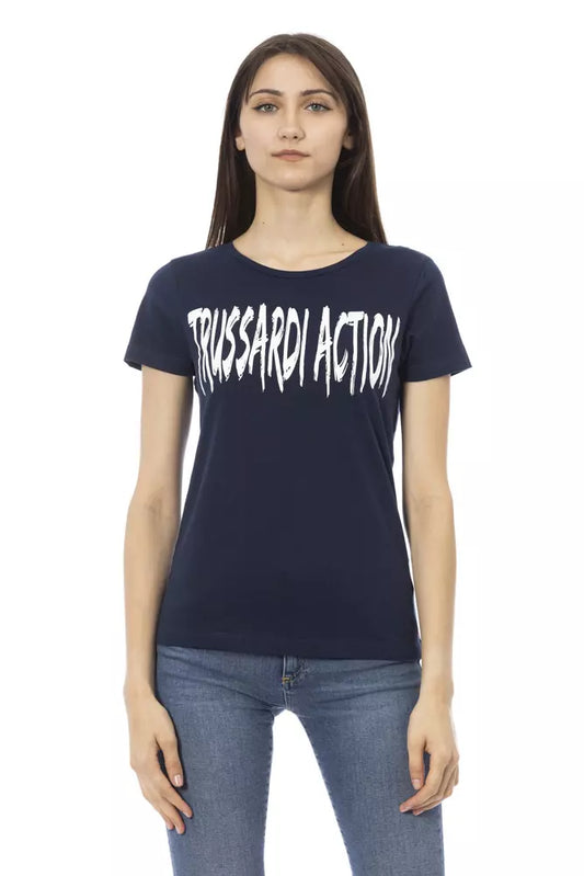 Trussardi Action Blue Cotton Women T-Shirt $131.00 Trussardi Action Luzworld