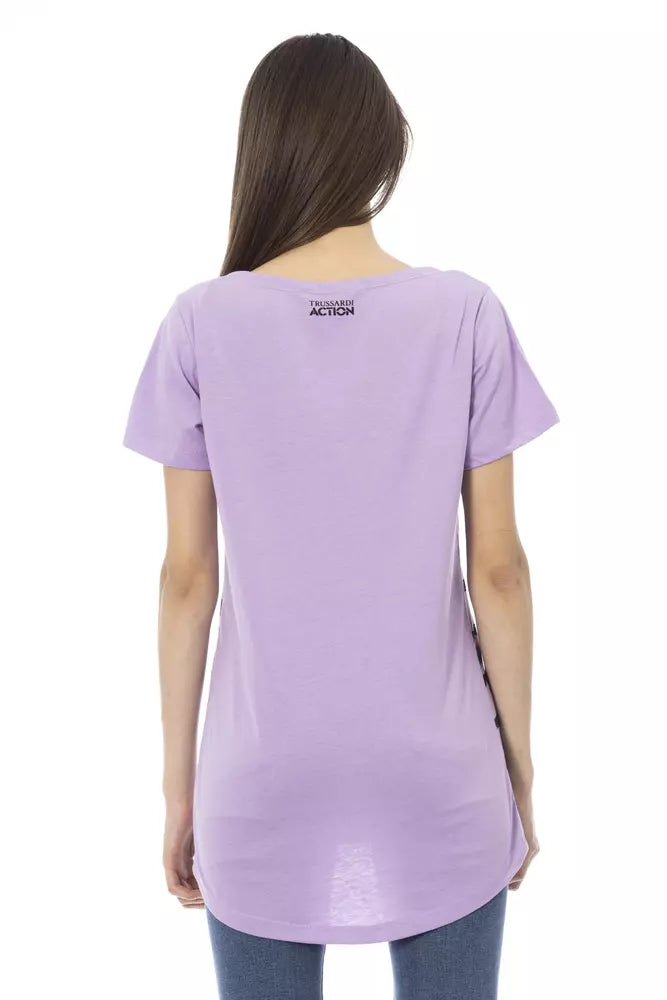 Trussardi Action Purple Cotton Women T-Shirt $130.00 Trussardi Action Luzworld