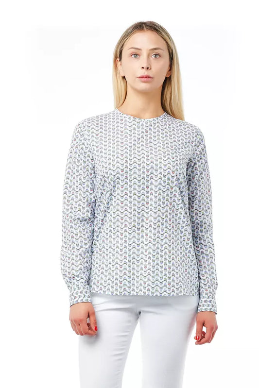 Bagutta White Cotton Women Shirt with Skull Print Closure Detail $228.00 Bagutta Luzworld