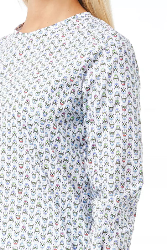 Bagutta White Cotton Women Shirt with Skull Print Closure Detail $228.00 Bagutta Luzworld
