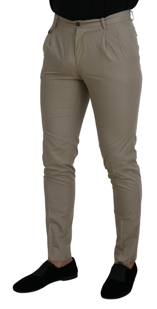 Dolce & Gabbana Beige Cotton Slim Fit Men Pants