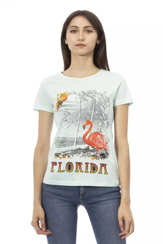 Trussardi Action Light Blue Cotton Women T-Shirt $131.00 Trussardi Action Luzworld