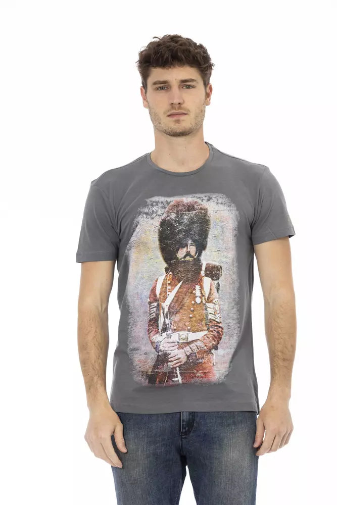Trussardi Action Gray Cotton Men T-Shirt $130.00 Trussardi Action Luzworld