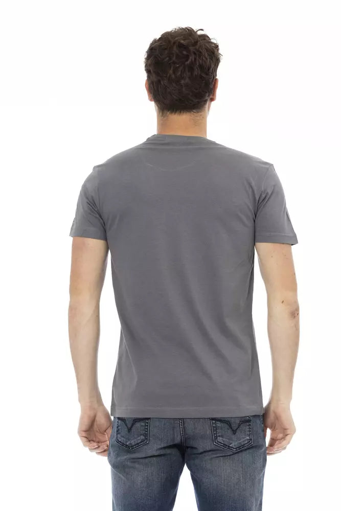 Trussardi Action Gray Cotton Men T-Shirt $130.00 Trussardi Action Luzworld