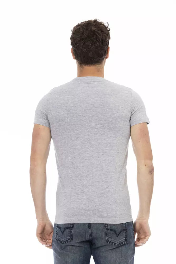 Trussardi Action Gray Cotton Men T-Shirt $130.00 Trussardi Action Luzworld