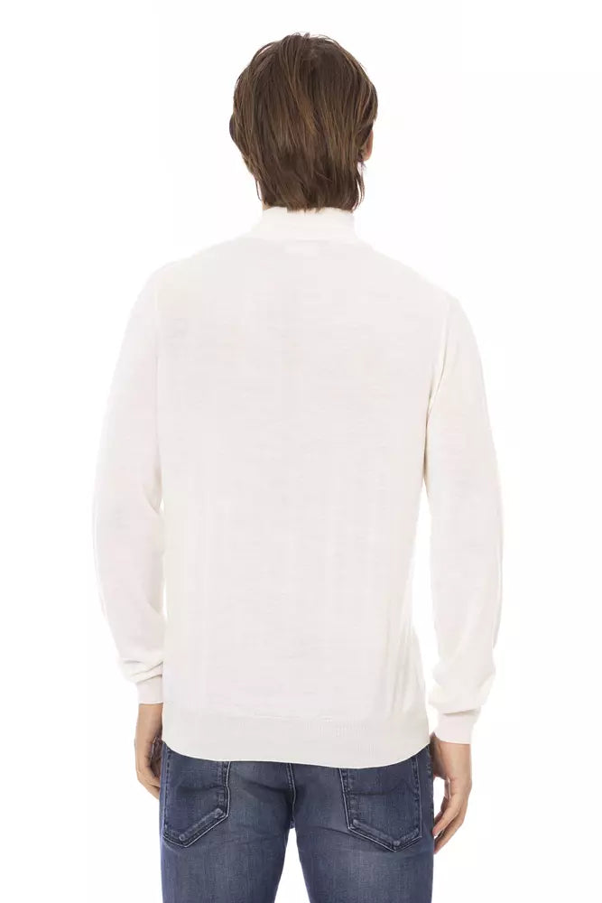 Baldinini Trend White Fabric Men Turtleneck Sweater