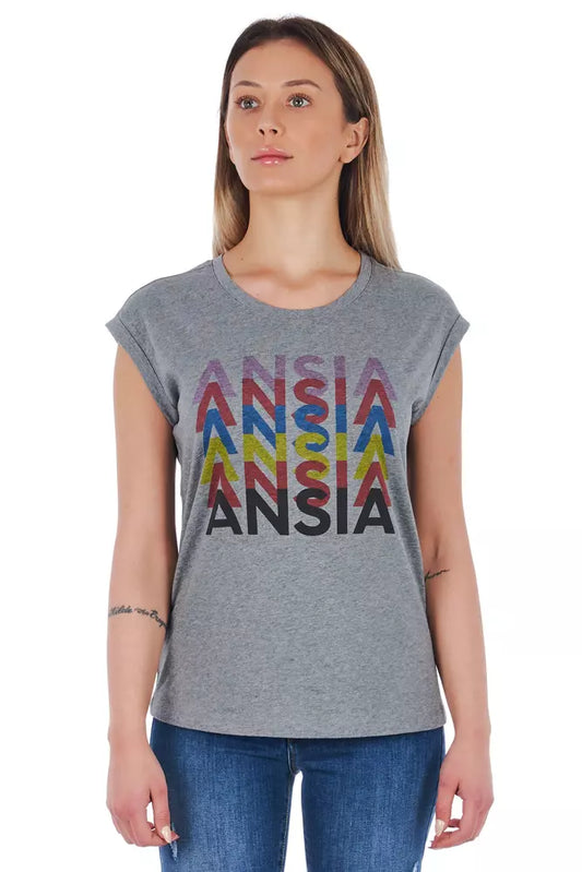 Frankie Morello Gray Cotton Women T-Shirt $183.00 Frankie Morello Luzworld