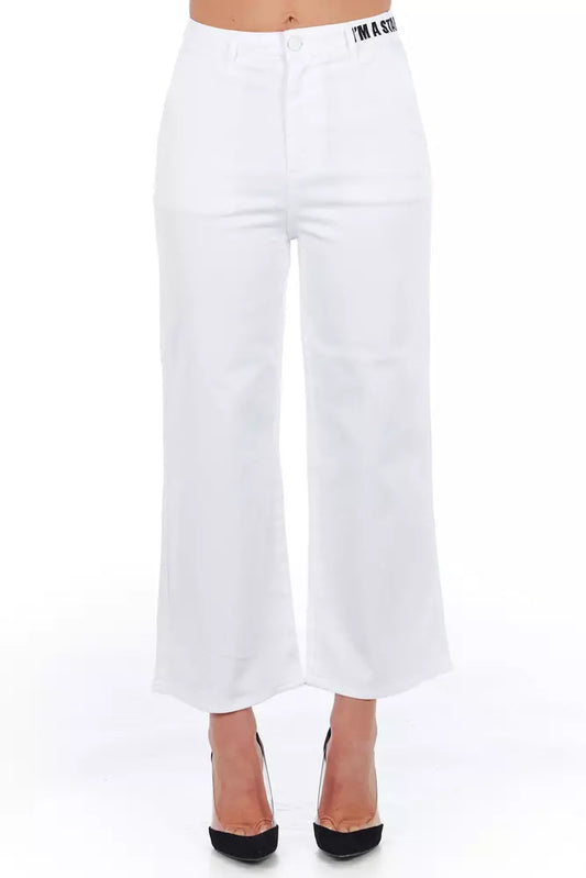 Frankie Morello White Cotton Women Cropped Trouser $446.00 Frankie Morello Luzworld
