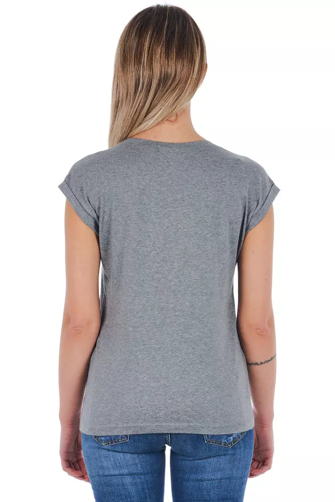 Frankie Morello Gray Cotton Women T-Shirt $183.00 Frankie Morello Luzworld