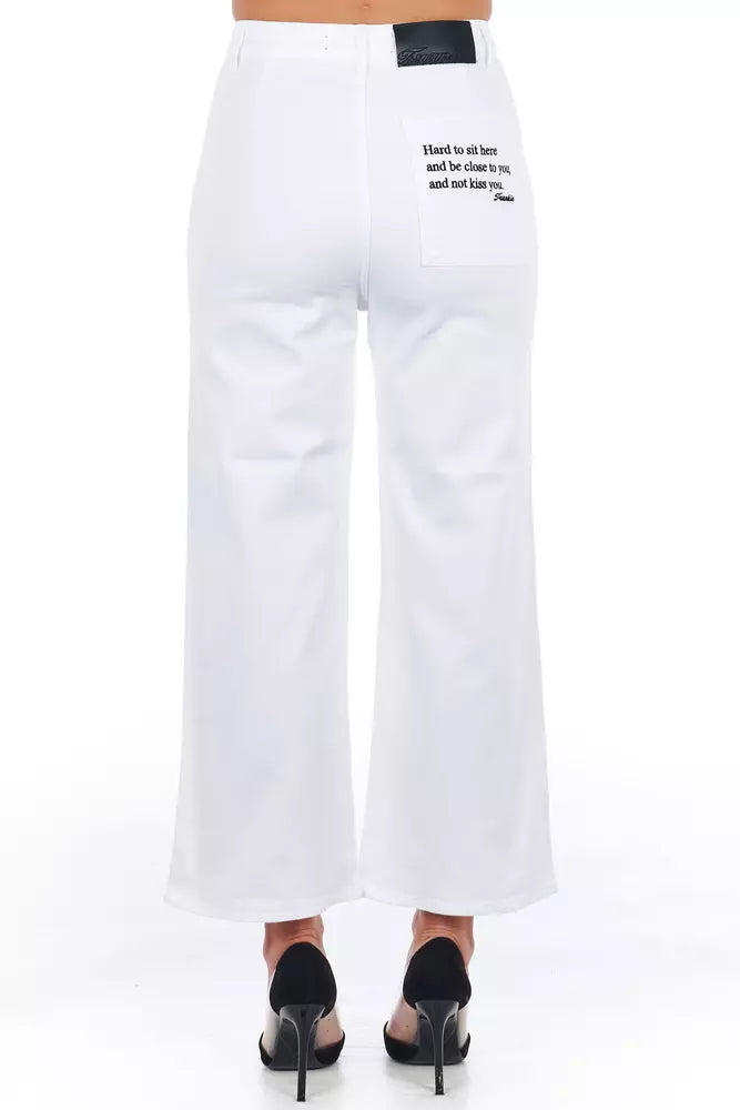 Frankie Morello White Cotton Women Cropped Trouser $446.00 Frankie Morello Luzworld