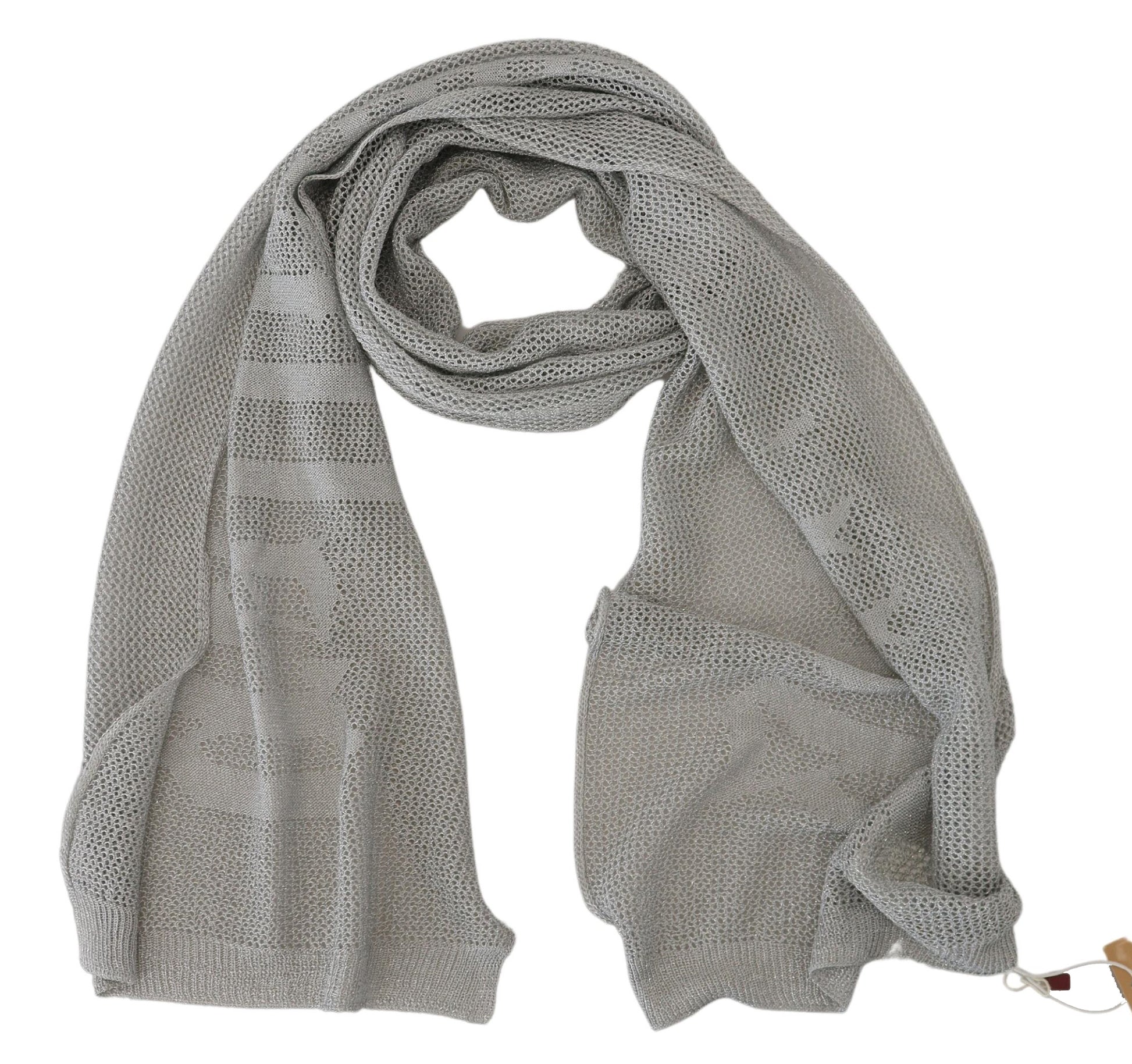 John Galliano Gray Logo Knitted Neck Wrap Shawl Foulard Scarf $249.00 John Galliano Luzworld