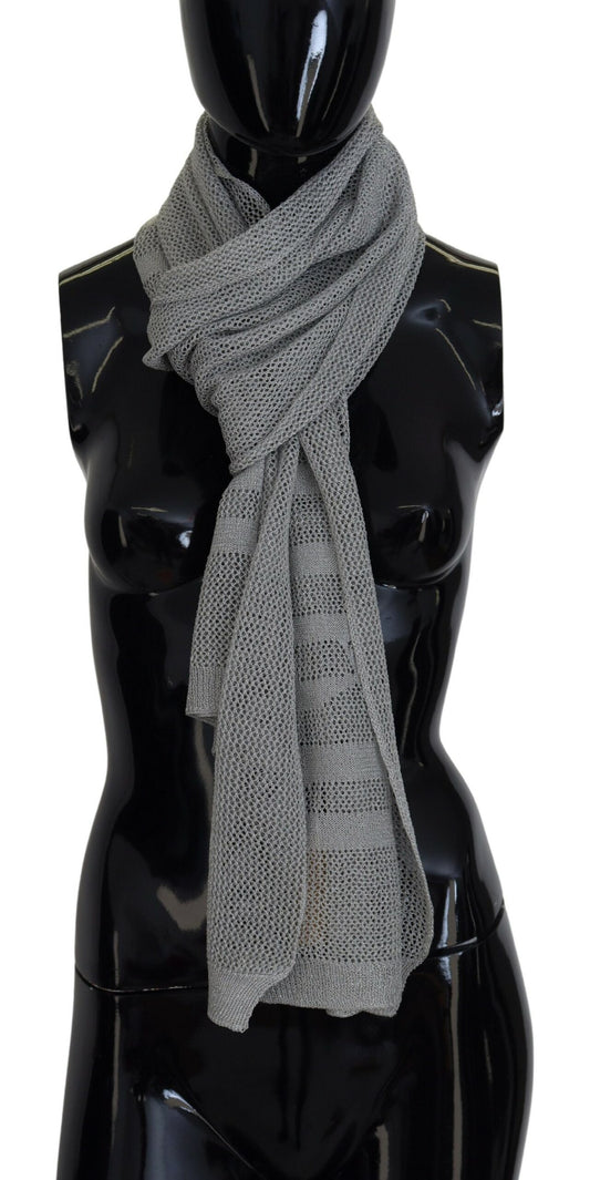 John Galliano Gray Logo Knitted Neck Wrap Shawl Foulard Scarf $249.00 John Galliano Luzworld
