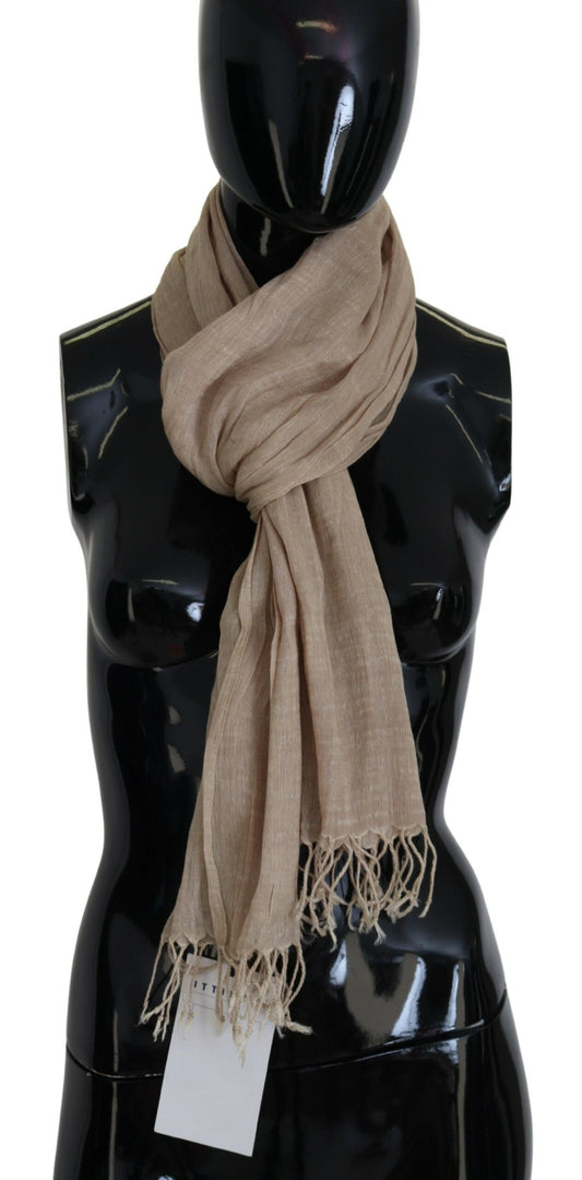 Costume National Beige Cotton Shawl Foulard Fringe Scarf $280.00 Costume National Luzworld