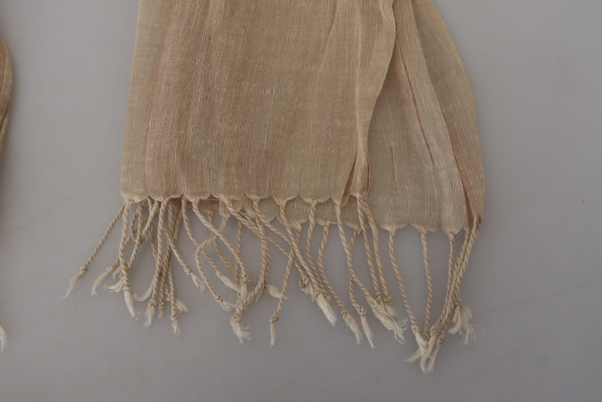 Costume National Beige Cotton Shawl Foulard Fringe Scarf $280.00 Costume National Luzworld