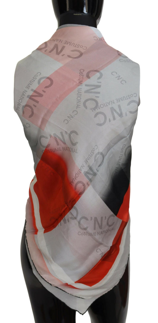 Costume National Gray Red Shawl Foulard Wrap Scarf $227.00 Costume National Luzworld