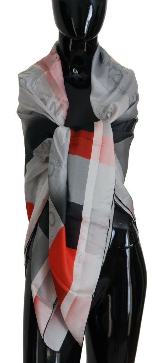 Costume National Gray Red Shawl Foulard Wrap Scarf $227.00 Costume National Luzworld