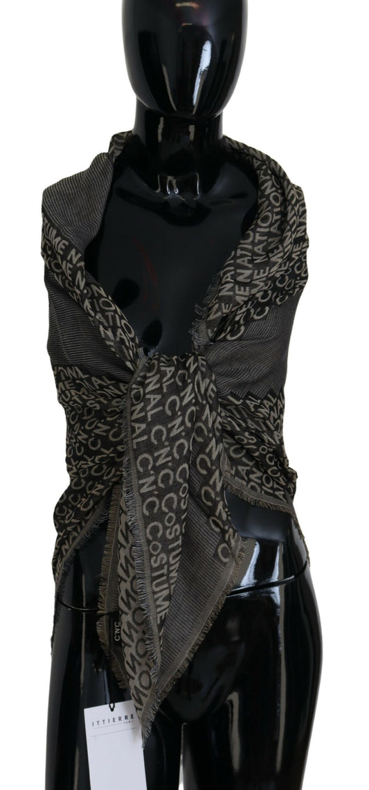 Costume National Gray Logo Knit Neck Wrap Shawl Scarf $215.00 Costume National Luzworld