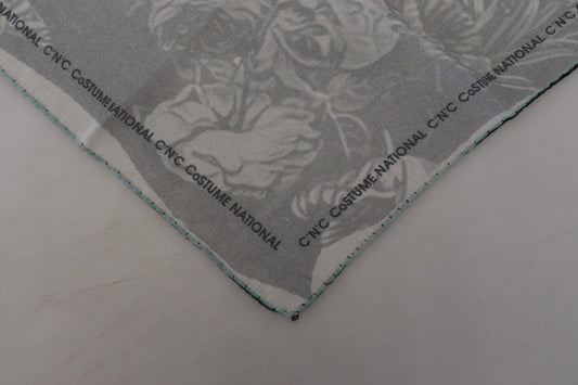 Costume National Gray Print Shawl Foulard Branded Scarf $227.00 Costume National Luzworld