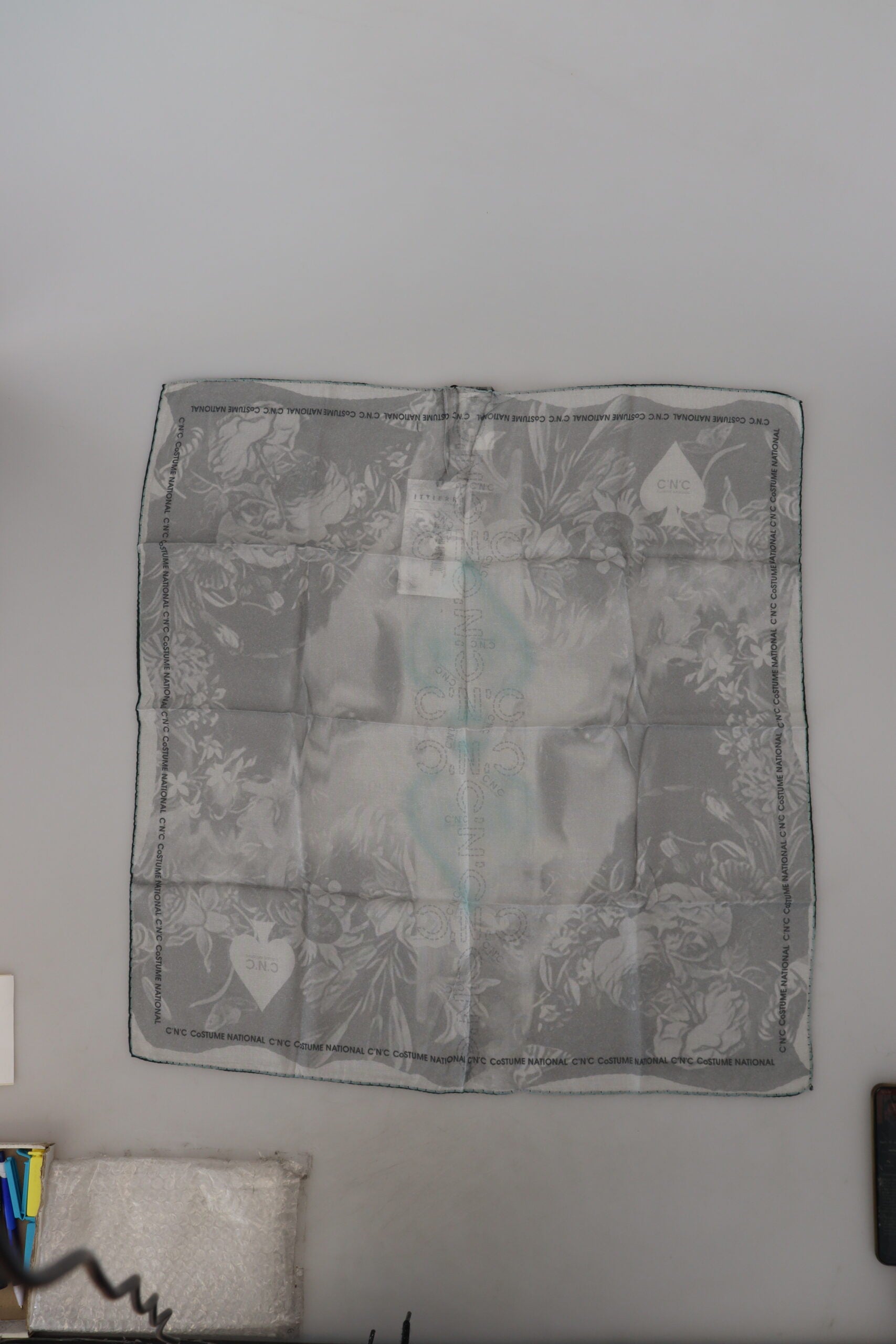Costume National Gray Print Shawl Foulard Branded Scarf $227.00 Costume National Luzworld