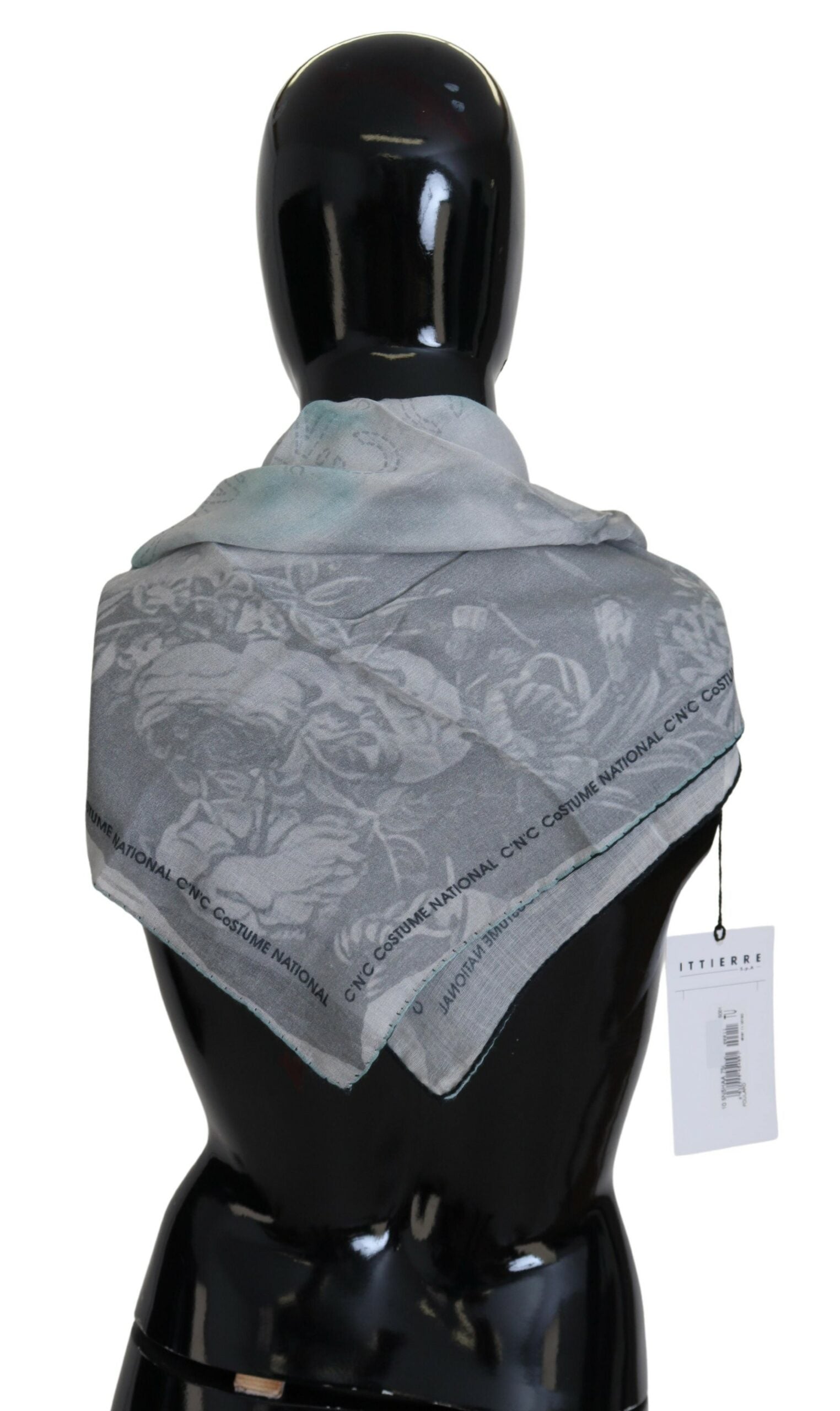 Costume National Gray Print Shawl Foulard Branded Scarf $227.00 Costume National Luzworld