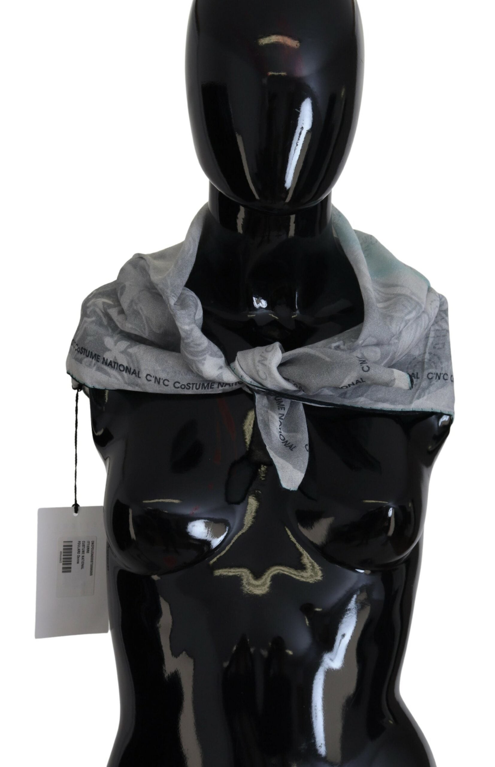 Costume National Gray Print Shawl Foulard Branded Scarf $227.00 Costume National Luzworld